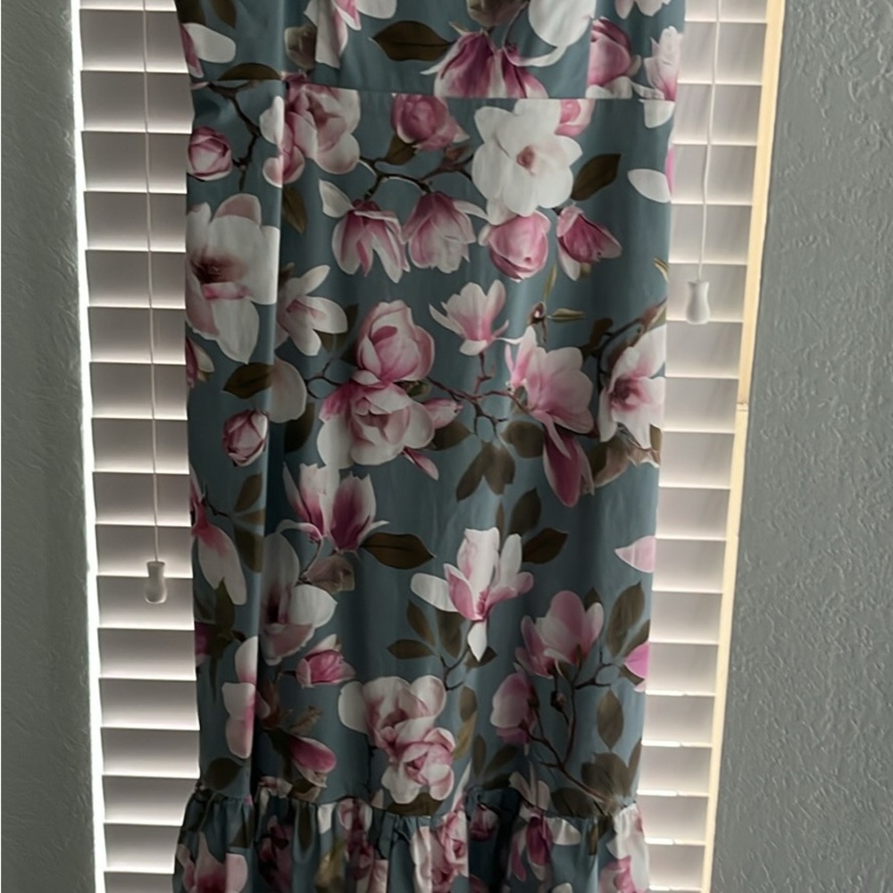 Floral Midi Dress in Pink and Green